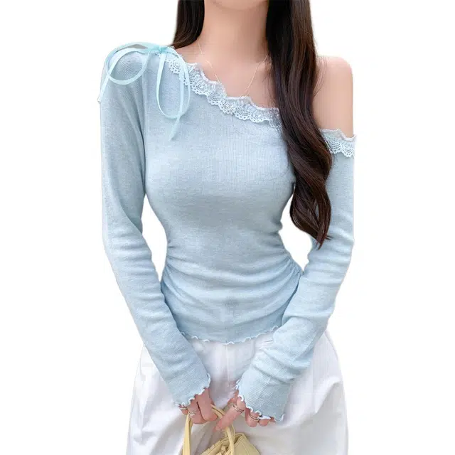 缪斯的诱惑 设计感拼接长袖针织衫 女款