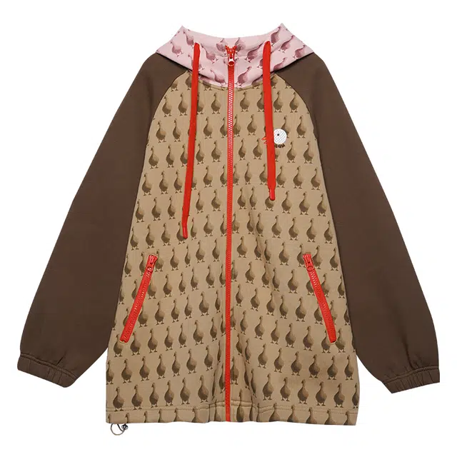 木果果木 连帽舒适撞色截短外套 女款 卡其