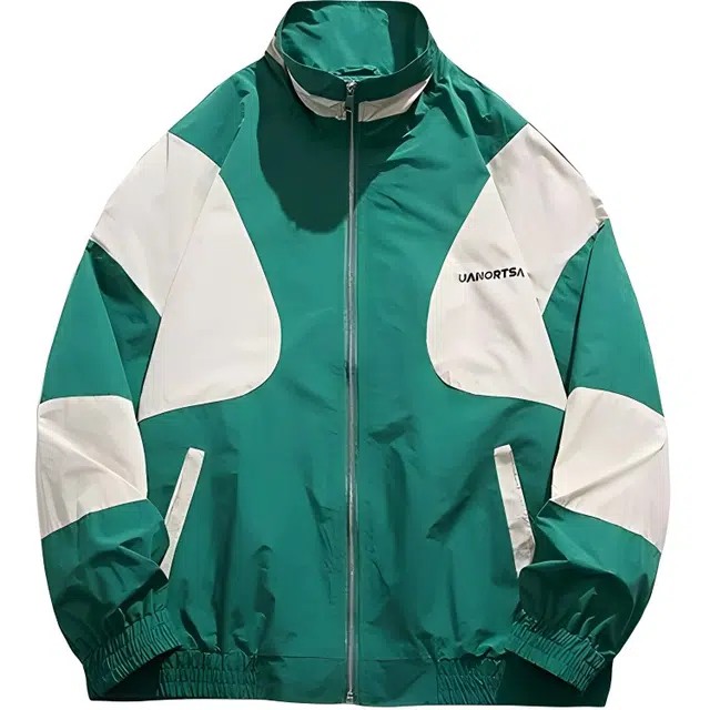 雅鹿 美式复古撞色拼接立领运动街头宽松休闲夹克外套 男款