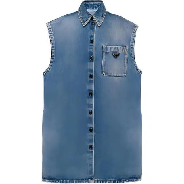 Prada SS23 Denim Vest Classic Triangle Logo