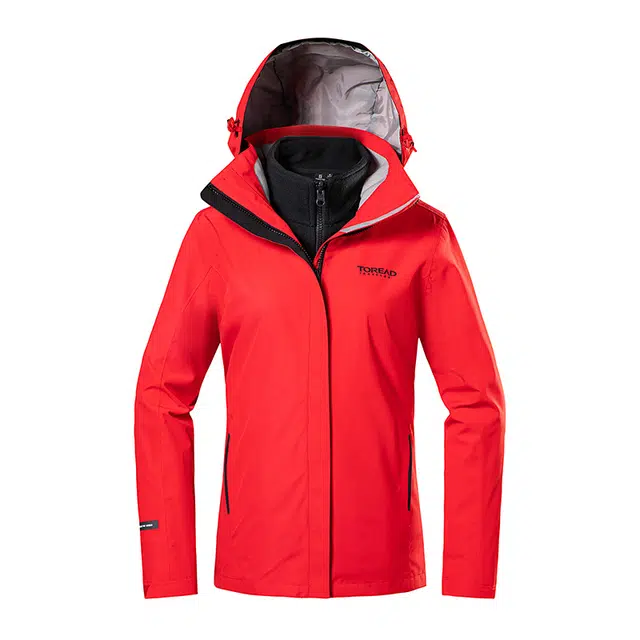 探路者 纯色拉链开衫连帽户外保暖三合一冲锋衣 女款