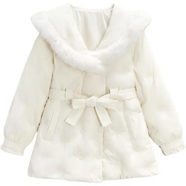 爱依服 法式设计感保暖通勤长袖羽绒服 女款 杏