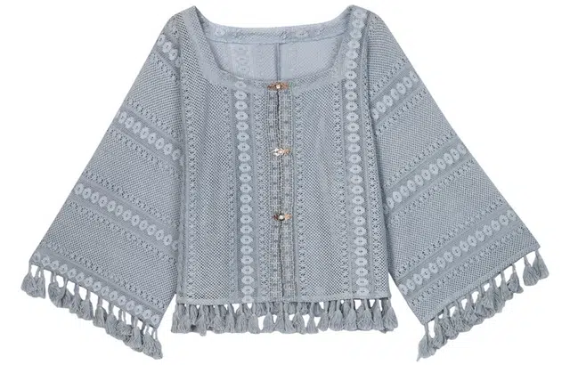 森女部落 原创波西米亚流苏编织镂空外套度假风 女款