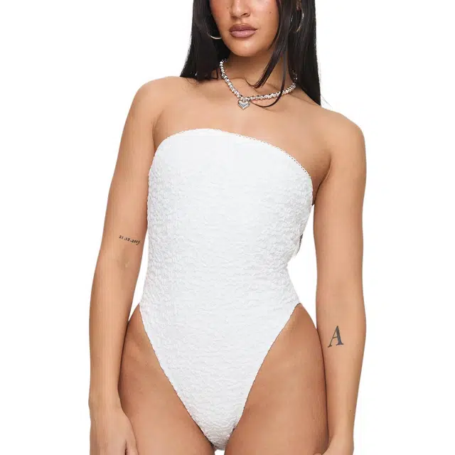 PRINCESS POLLY BRISTLE STRAPLESS BODYSUIT WHITE