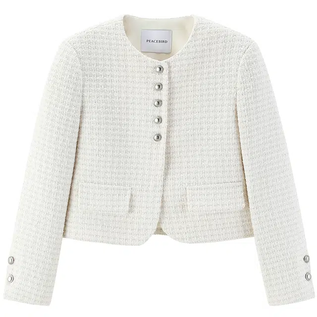 太平鸟 花纱小香风短款精致截短外套 女款