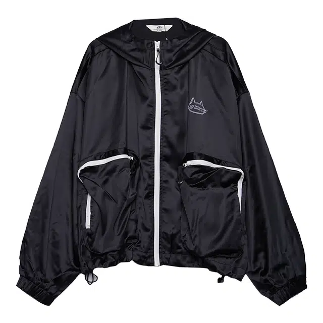 木果果木 宽松复古运动连帽舒适简约截短外套 女款 黑色