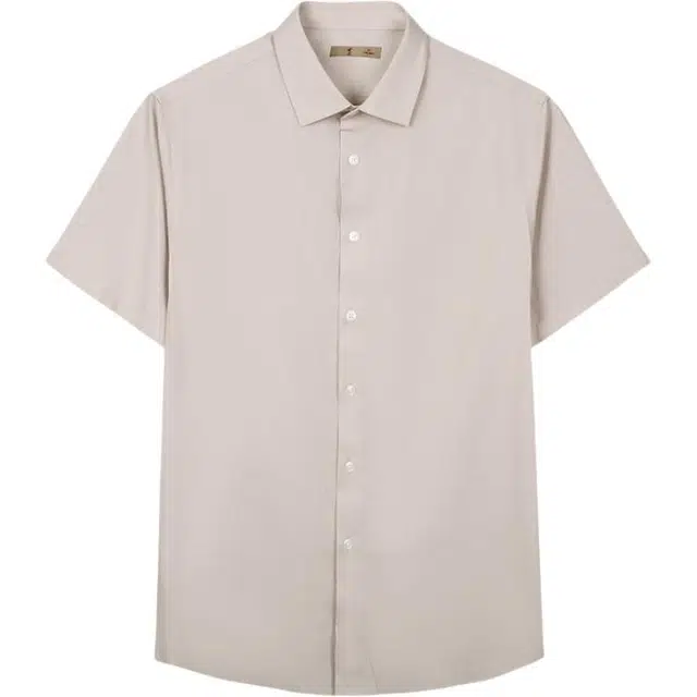 才子 舒适透气纯色潮流短袖衬衫 男款