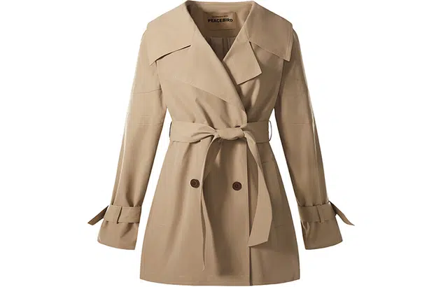 太平鸟女装 小个子设计感纯色风衣 女款