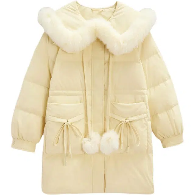 爱依服 翻领合身长袖羽绒服 女款 鹅黄