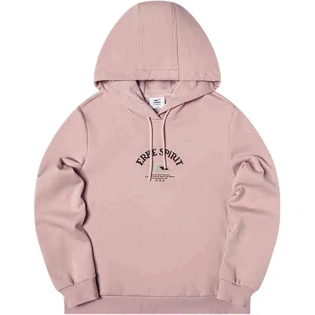 鸿星尔克 生活系列 字母连帽舒适透气百搭休闲卫衣 女款 奶霜粉