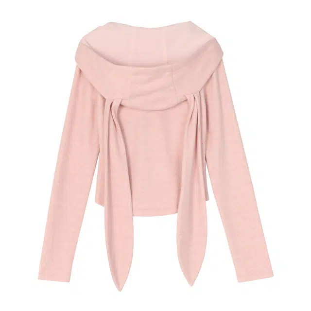 森女部落 原创元气活力粉色大兔子休闲运动外套修身大耳朵卫衣春季 女款