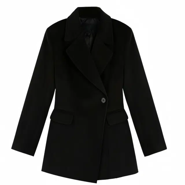 木清清 设计感收腰夹棉长袖西装 女款 黑色