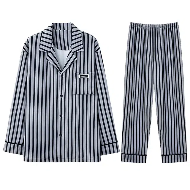 向薇 保暖长袖开衫高级感睡衣套装 男款