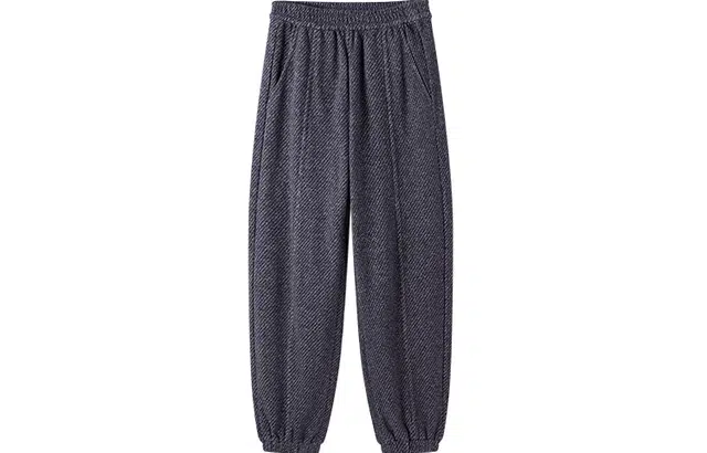 太平鸟 松紧直筒束脚裤运动裤 女款 藏青