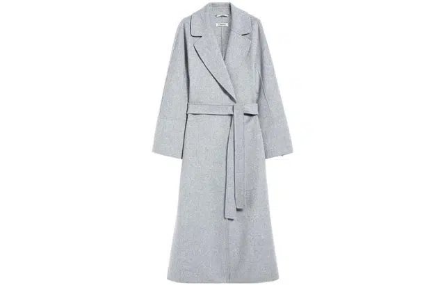 MAX MARA Long Belted Coat Gray