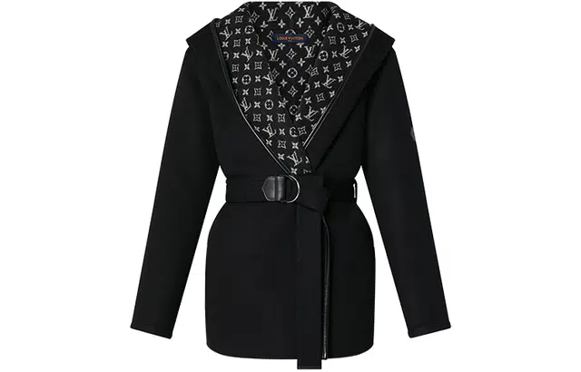 Louis Vuitton FW21 Wool Wrap Hooded Coat Black