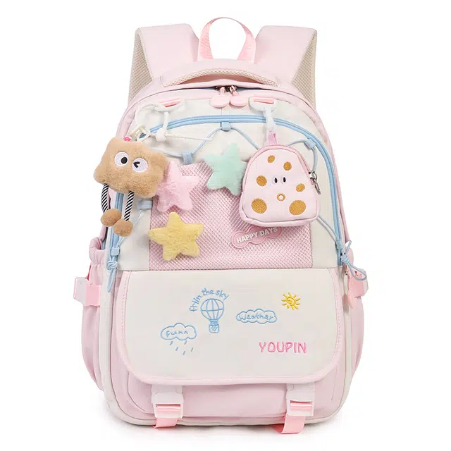 雅鹿 可爱少女小清新书包初中女生高中学生高颜值撞色旅行 尼龙 背包双肩包 男女同款情侣款 黑色/卡其色/浅绿色/奶黄色/浅粉色