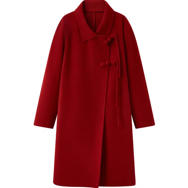 太平鸟 纯色单排扣翻领长袖大衣 女款