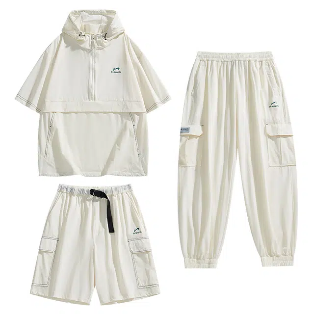 贵人鸟 运动系列 纯色百搭连帽半拉链休闲运动套装 男女同款