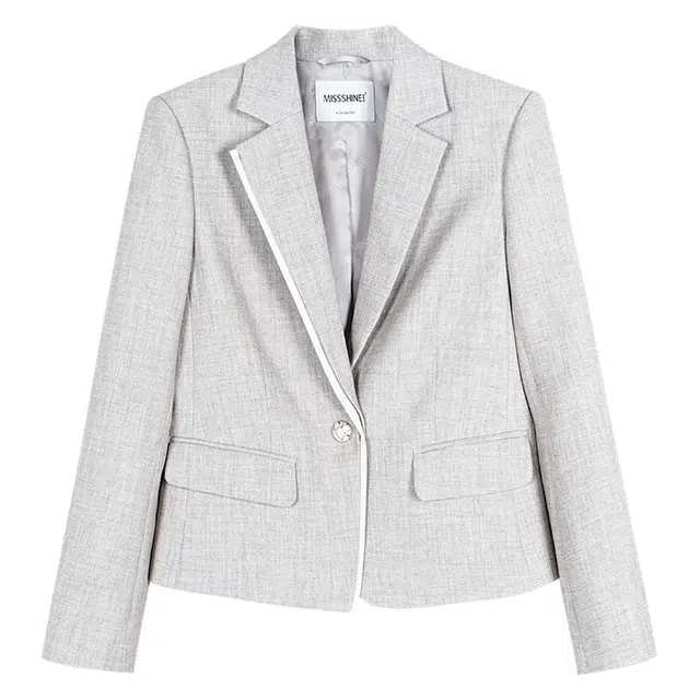 米思阳 气质职业短款修身一粒扣纯色通勤西装 女款 燕麦色
