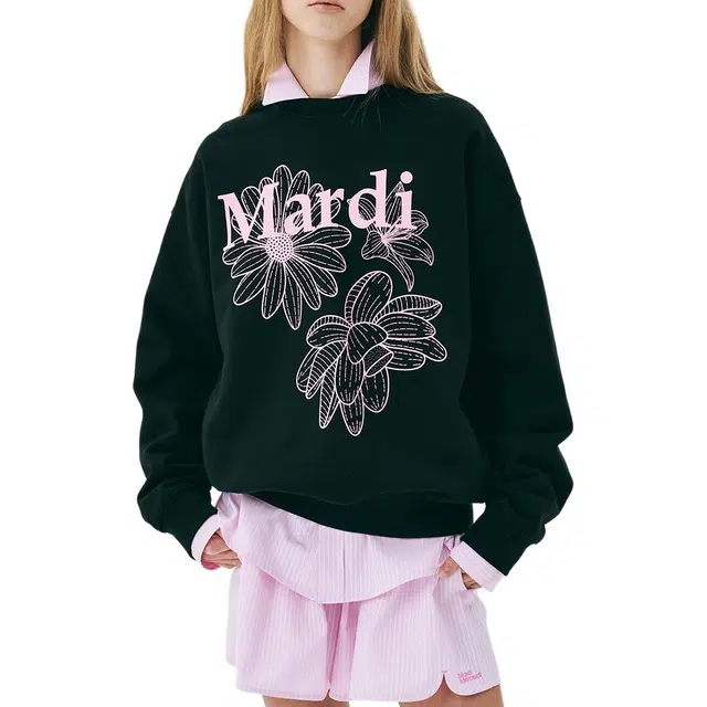 MARDI MERCREDI SS25 SWEATSHIRT TRIPLE FLOWER_BLACK PINK