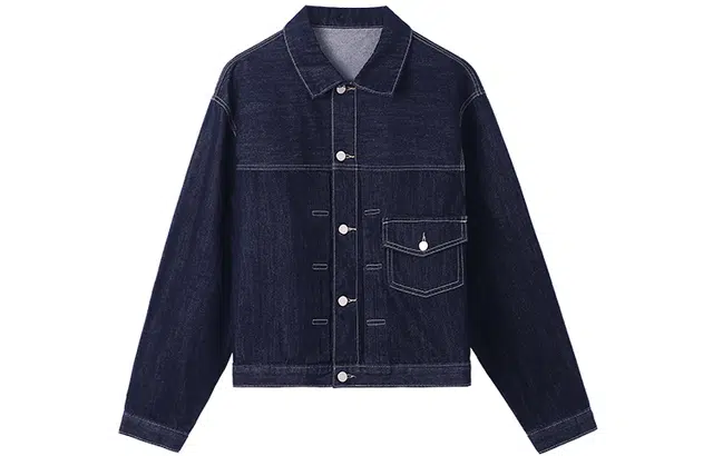 嬉皮少女 防掉色复古简约耐磨抗起球环保印染牛仔外套 女款 普洗蓝