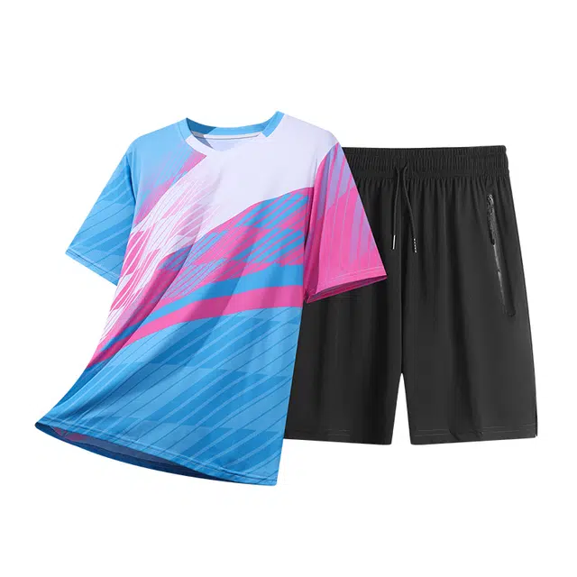 大白鲨 篮球裤薄款潮流宽松短裤俩件套短袖休闲运动套装 男款