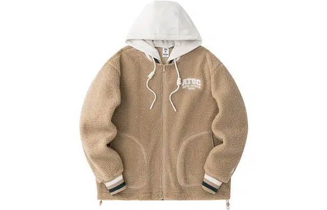 安踏 生活系列 字母拼色拉链连帽加厚夹克外套 女款 驼奶茶