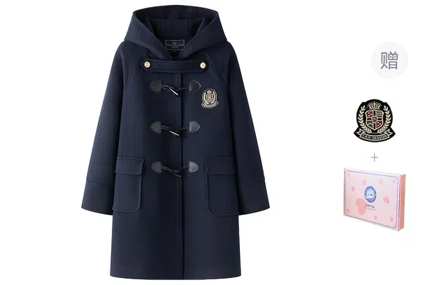 东鲸岁时记 学院风连帽单排扣大衣 女款 绀色