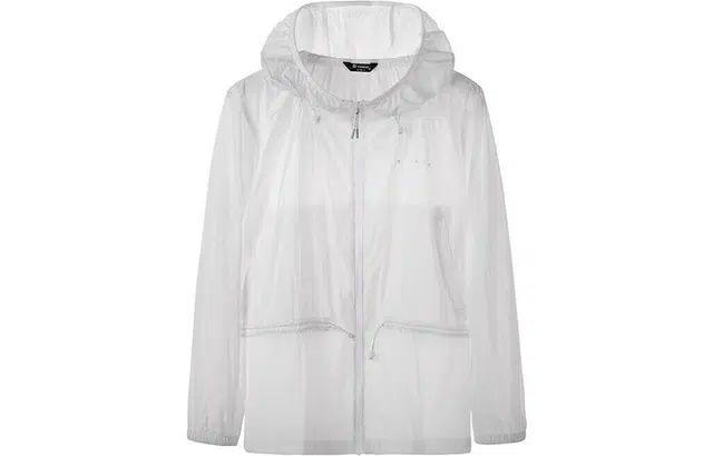 探路者 纯色轻薄透气户外运动连帽防晒服 女款 白色