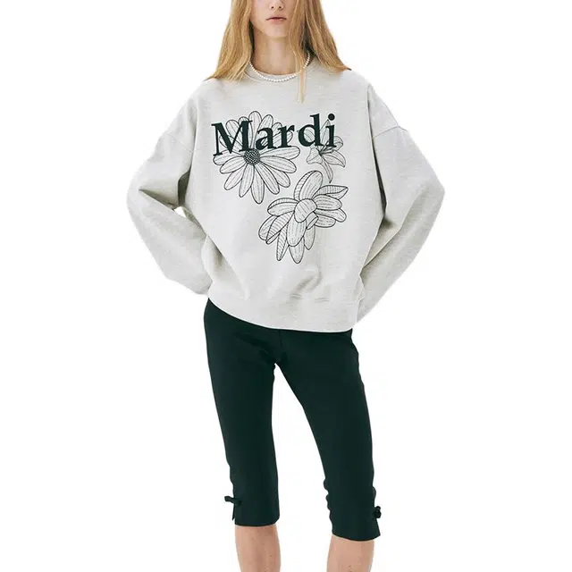 MARDI MERCREDI SS25 SWEATSHIRT TRIPLE FLOWER_OATMEAL BLACK