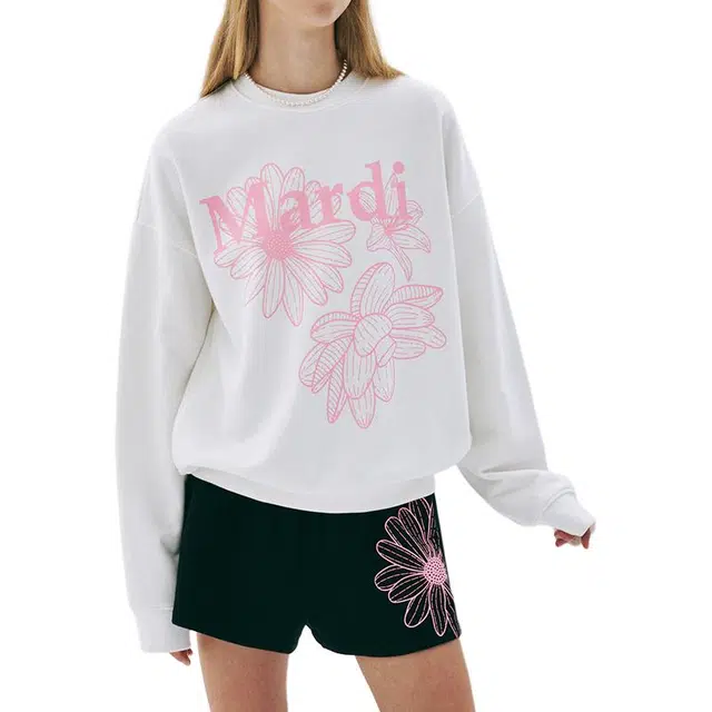 MARDI MERCREDI SS25 SWEATSHIRT TRIPLE FLOWER_WHITE PINK