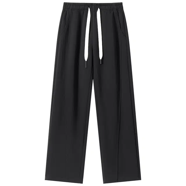 加菲猫家族 显高显瘦简约纯色经典基础款校园学院风宽松休闲垂感直筒百搭中性风青春活力通勤针织运动裤 男女同款