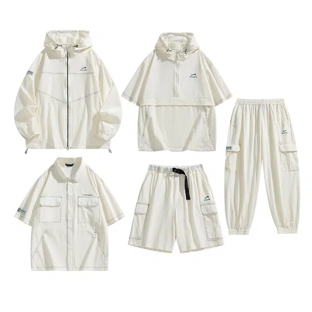 贵人鸟 运动系列 简约宽松百搭防晒连帽上衣工装裤子五件套休闲运动套装 男女同款