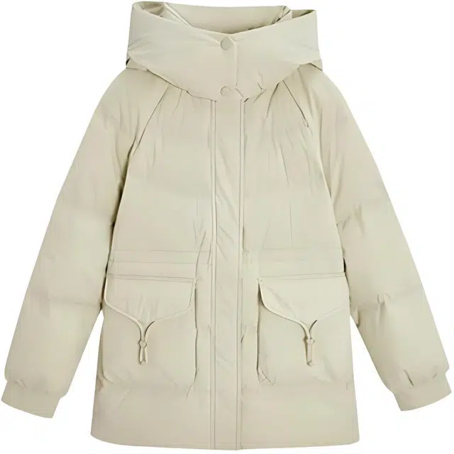 爱依服 纯色时尚简约舒适百搭连帽长袖羽绒服 女款