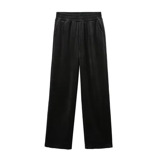 苏醒的乐园 灯芯绒保暖纯色宽松加绒加厚高腰直筒休闲裤 女款