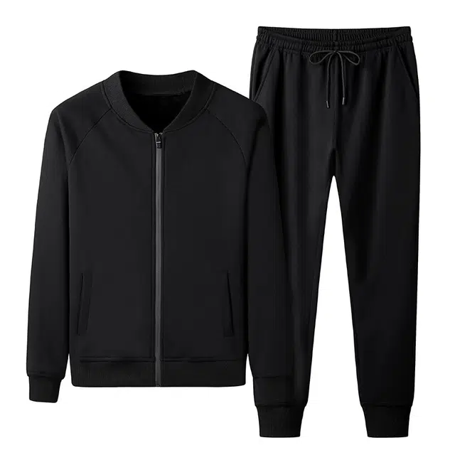 大白鲨 纯色简约拉链卫衣百搭宽松长裤休闲运动套装 男款