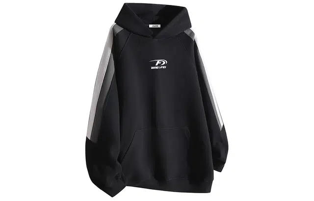 冰飞 复古时尚百搭舒适套头字母连帽长袖卫衣 男女同款