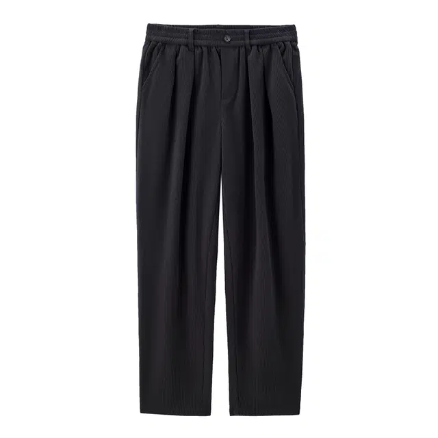 佐丹奴 灯芯绒压褶松紧宽松梭织直筒长裤休闲裤 女款