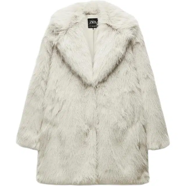 ZARA Lapel Long Sleeve Coat Natural