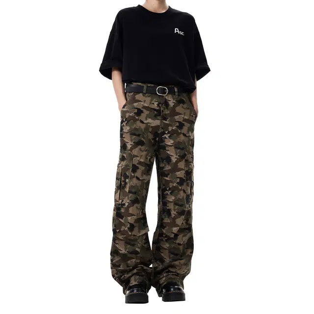 帝狼牛 潮流舒适迷彩高街复古宽松舒适时尚百搭休闲裤 男女同款