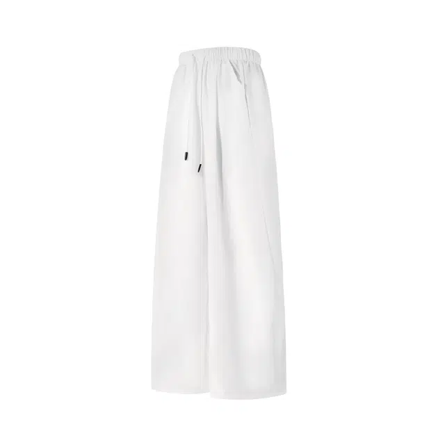 麓蔓蒂 基础款弯刀阔腿裤冰丝肌理垂感宽松直筒显瘦户外运动工装休闲裤  女款