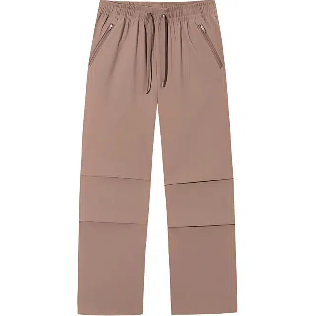 超级安踏 运动生活系列 简约纯色直筒系带宽松休闲裤 女款 松铝棕