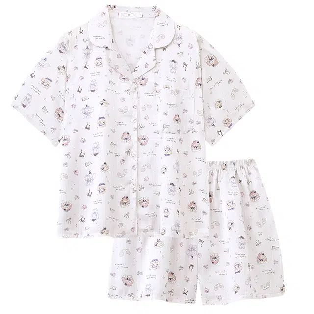 顶瓜瓜 短袖可爱卡通大象小狗休闲家居服睡衣套装 女款