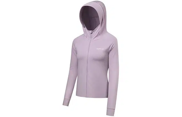 探路者 纯色拉链连帽透气防紫外线防晒服 女款 薄藤紫