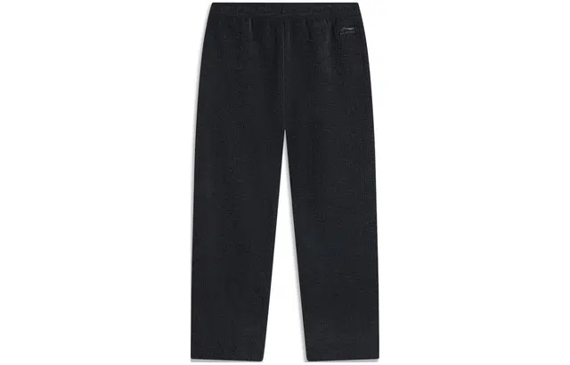 李宁 运动潮流系列 纯色松紧腰直筒休闲裤 女款 黑色