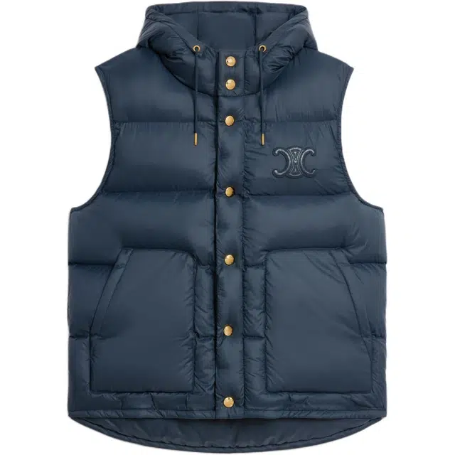 CELINE Logo Sleeveless Hoodie Vest Navy