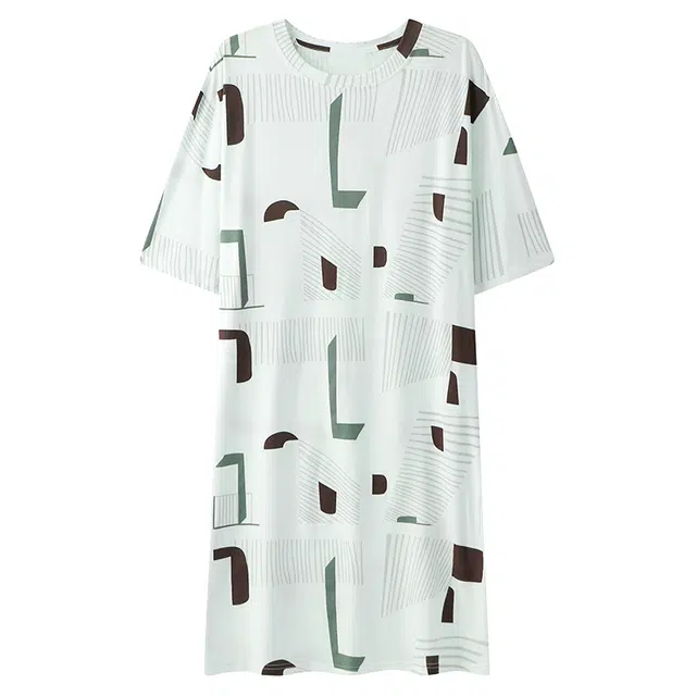 顶瓜瓜 短袖中长裙圆领线条休闲家居服睡裙 女款