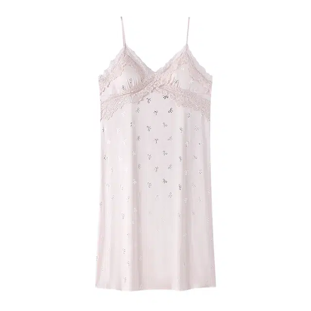 宫蝶 简约甜美风无袖吊带家居服带胸垫休闲慵懒风高级感睡裙 女款
