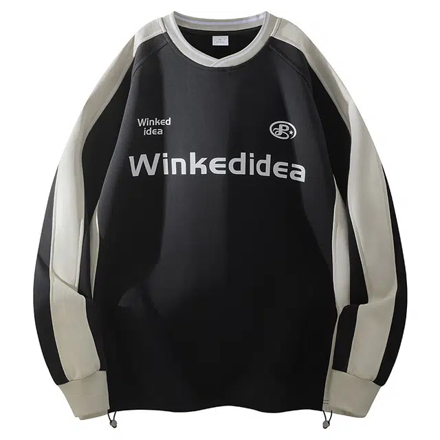 曲韩 上衣潮牌时尚百搭圆领宽松卫衣 男女同款